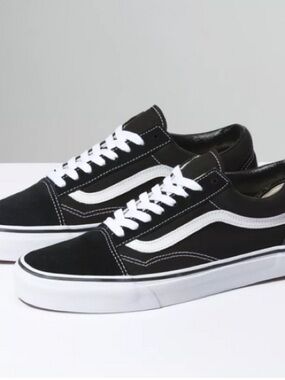 Vans Black and White Low-Top Skate Shoes